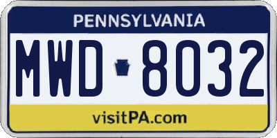 PA license plate MWD8032