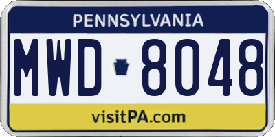 PA license plate MWD8048