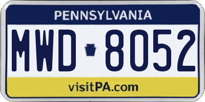 PA license plate MWD8052