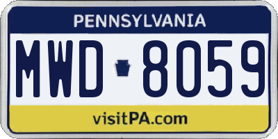 PA license plate MWD8059