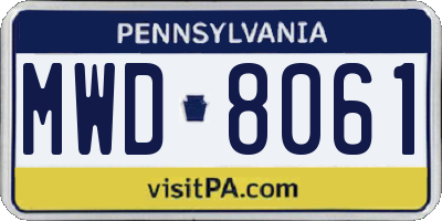 PA license plate MWD8061