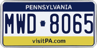 PA license plate MWD8065