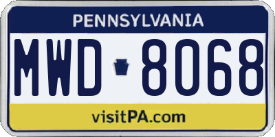 PA license plate MWD8068