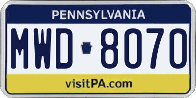 PA license plate MWD8070