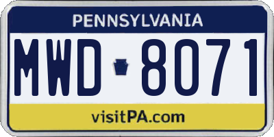 PA license plate MWD8071
