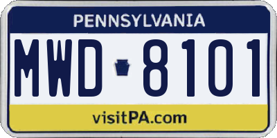PA license plate MWD8101