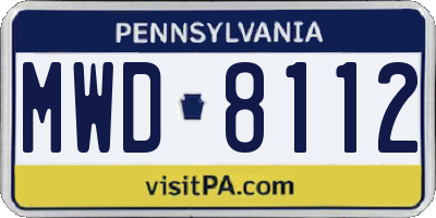 PA license plate MWD8112