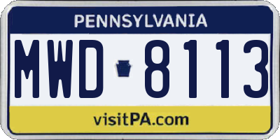 PA license plate MWD8113