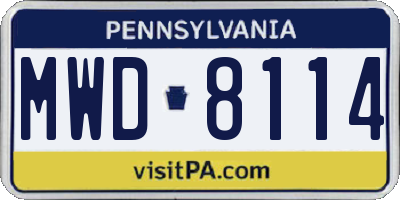 PA license plate MWD8114