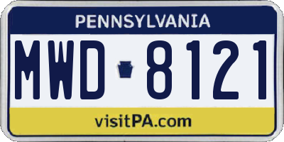 PA license plate MWD8121