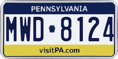 PA license plate MWD8124