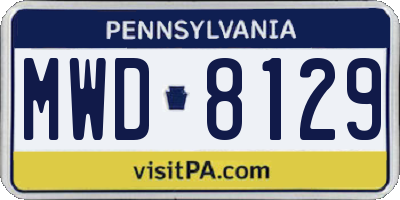 PA license plate MWD8129