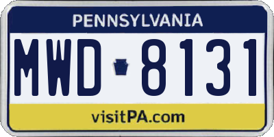 PA license plate MWD8131