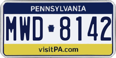 PA license plate MWD8142