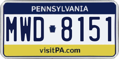 PA license plate MWD8151