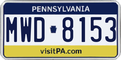 PA license plate MWD8153