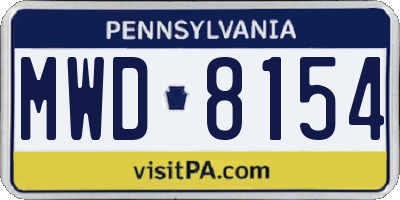 PA license plate MWD8154