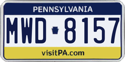 PA license plate MWD8157