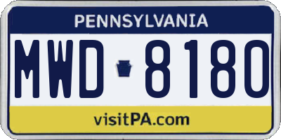PA license plate MWD8180