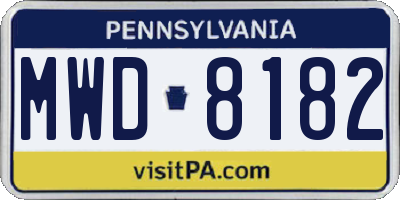 PA license plate MWD8182