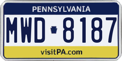 PA license plate MWD8187