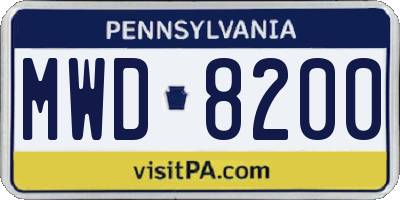 PA license plate MWD8200