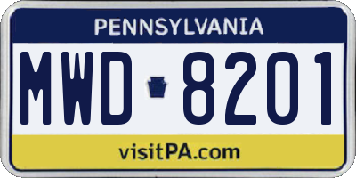 PA license plate MWD8201