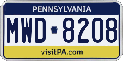 PA license plate MWD8208