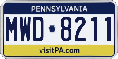 PA license plate MWD8211