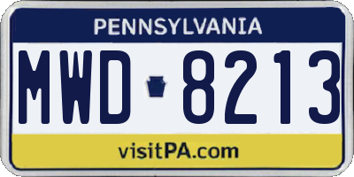 PA license plate MWD8213