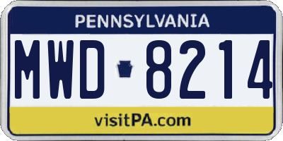 PA license plate MWD8214