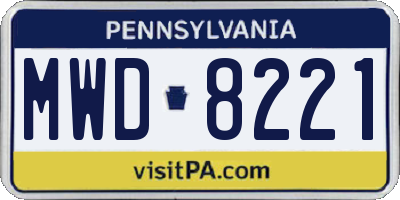 PA license plate MWD8221