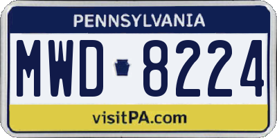 PA license plate MWD8224