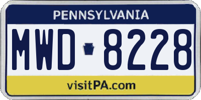PA license plate MWD8228