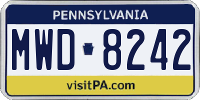 PA license plate MWD8242