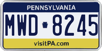 PA license plate MWD8245