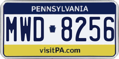 PA license plate MWD8256