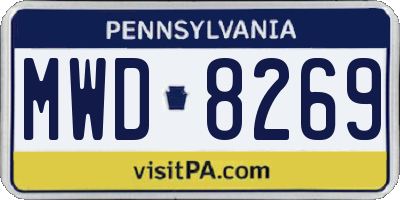 PA license plate MWD8269