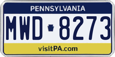 PA license plate MWD8273