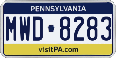 PA license plate MWD8283