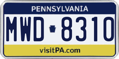 PA license plate MWD8310
