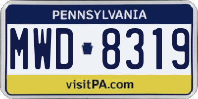 PA license plate MWD8319