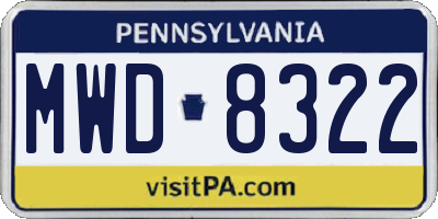 PA license plate MWD8322