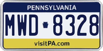PA license plate MWD8328