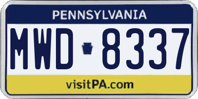 PA license plate MWD8337