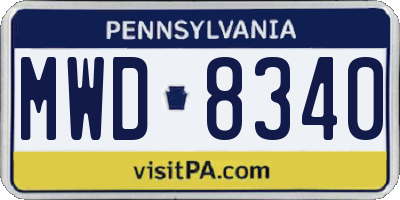 PA license plate MWD8340