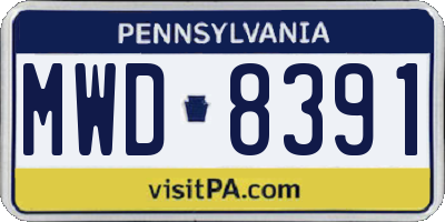 PA license plate MWD8391