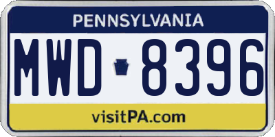 PA license plate MWD8396