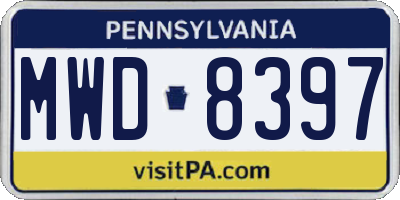 PA license plate MWD8397