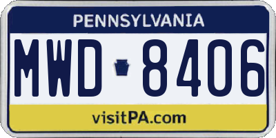 PA license plate MWD8406